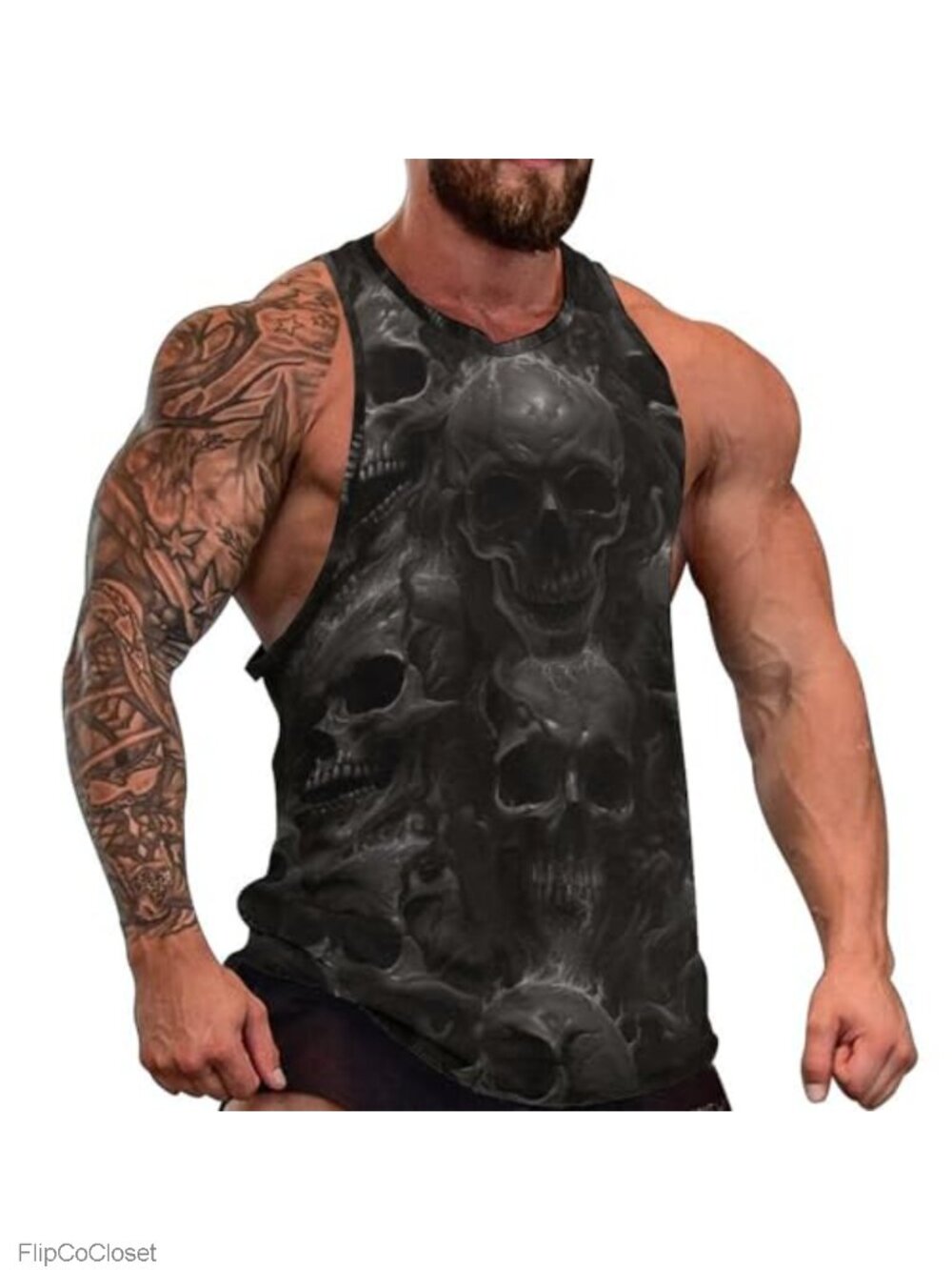 Men's Novelty Skull Graphic Tank Top Sleeveless Muscle Tee Summer Casual
